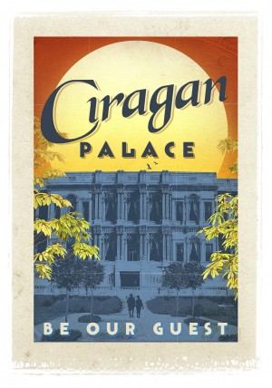 Turkey Ciragan Palace vintage travel poster